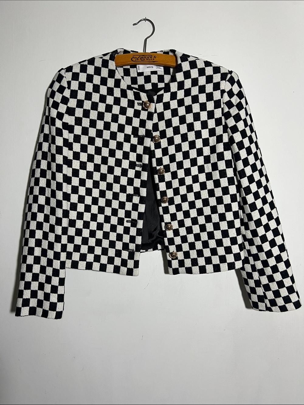 MNG Cropped check jacket